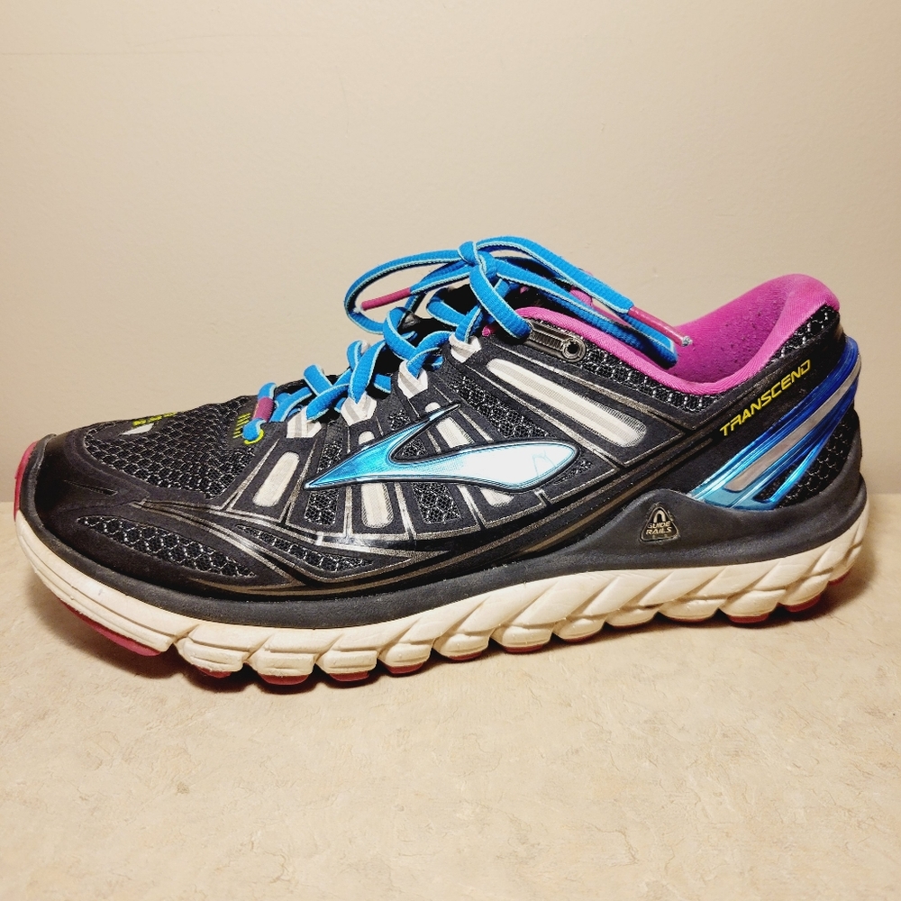 Brooks Womens Transcend 1201501B013 Black Running Shoes Sneakers Size 8.5 B